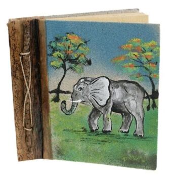 Carnet, peinture au sable, éléphant, 19x19cm (PDN06) 1