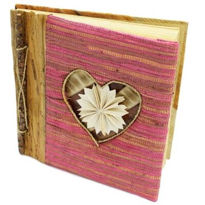 Handmade notebook, inlaid heart design, 19x19cm (PDN12)