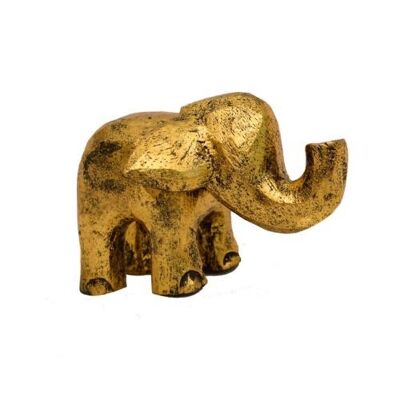 Wooden elephant gold colour, 12 x 10 x 9cm (PELE01)