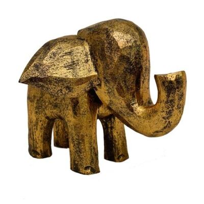 Wooden elephant gold colour, 18 x 18 x 15cm (PELE01L)