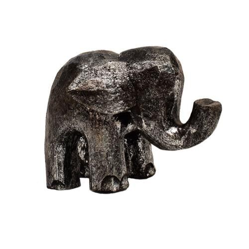 Wooden elephant silver colour, 12 x 10 x 9cm (PELE02)