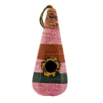 Nichoir, saris recyclés tissés sur armature, triangle haut (PROK005) 1