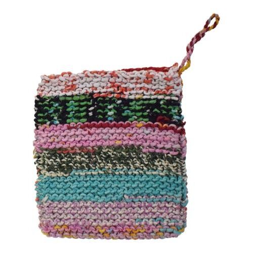 Body wash mitt rectangle recycled sari twine 14x15.5cm (PROK040)