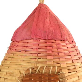 Nichoir bambou & jacinthe d'eau naturel et rose hauteur 25cm (PROK080) 4