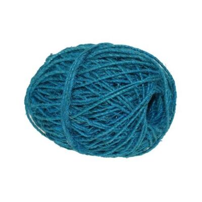 Single ball of garden or craft natural hemp twine turquoise length 50m (PROK095)