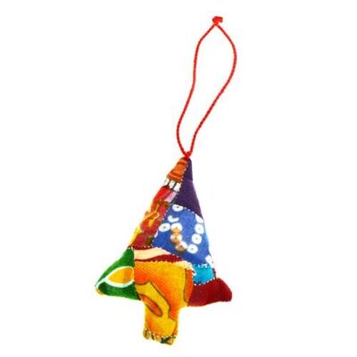 Hanging decoration, Christmas tree, recycled sari silk (PRX001)