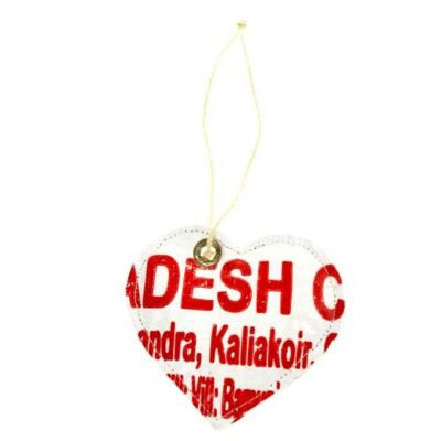 Hanging decoration, heart, recycled plastic bags (PRX013)