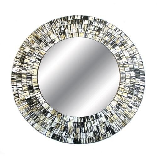 Mirror round with mosaic surround 40cm grey/yellow (RAD002)