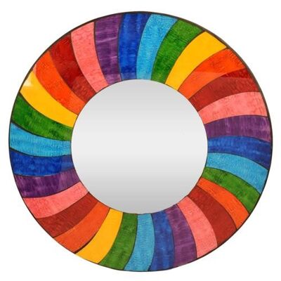 Mirror round with mosaic surround 60cm rainbow waves (RAD011)