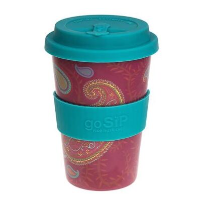 Reusable travel cup, biodegradable, paisley massala (RH016)