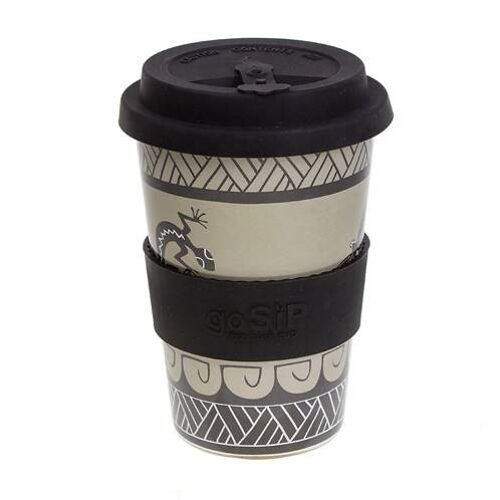 Reusable travel cup, biodegradable, gecko & dragonfly (RH027)