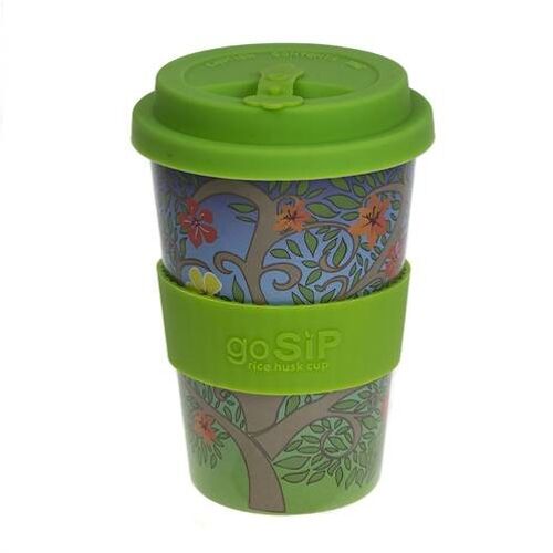 Reusable travel cup, biodegradable, tree of life - flowers (RH031)