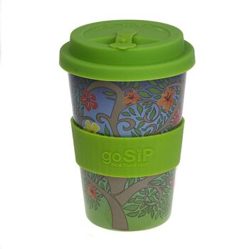 Gobelet de voyage réutilisable, biodégradable, arbre de vie - fleurs (RH031) 2