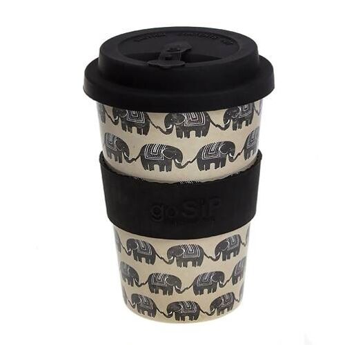 Reusable travel cup, biodegradable, black elephant (RH035)