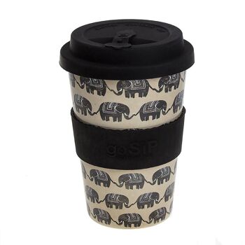 Gobelet de voyage réutilisable, biodégradable, éléphant noir (RH035) 2