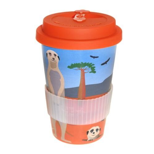 Reusable Tea/Coffee Travel Cup/Mug Eco Biodegradable Rice Husk Meerkats (RH046)