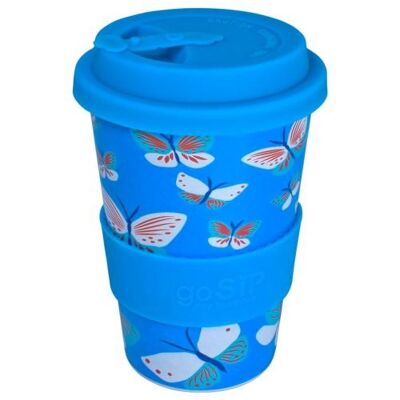 Reusable travel cup, biodegradable, butterflies (RH050)