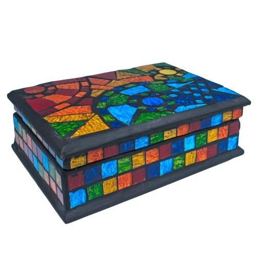 Jewellery box, rainbow mosaic 18x13x7cm (RM03)