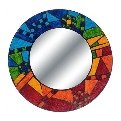 Mirror round with mosaic surround 40cm rainbow (RM07)