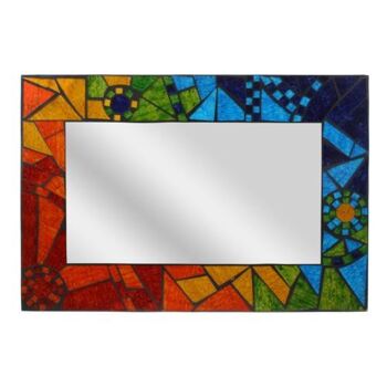 Miroir rectangle avec encadrement mosaïque 29x42cm arc-en-ciel (RM11) 1