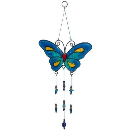 Suncatcher butterfly with beads assorted colours (S0013)