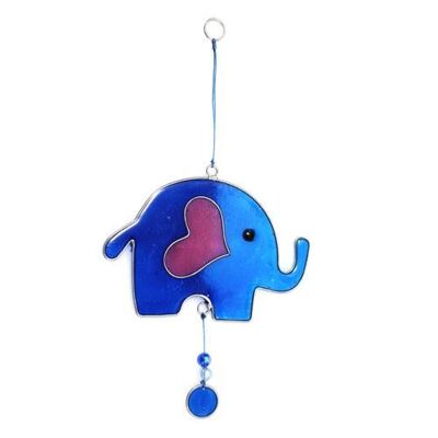 Suncatcher eleph with heart assorted colours (S0017)