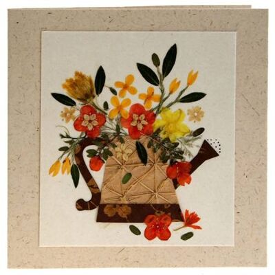 Handmade greetings card, flowers in watering can (SAL1901)