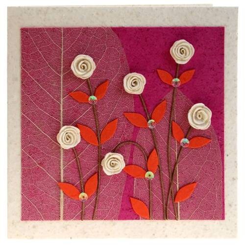 Handmade greetings card, white roses with orange leaves (SAL1906)