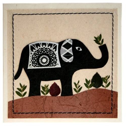 Handmade greetings card, black elephant (SAL1907)