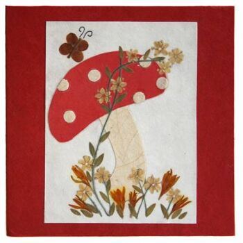 Carte de voeux artisanale, champignon blanc rouge (SAL1910) 1