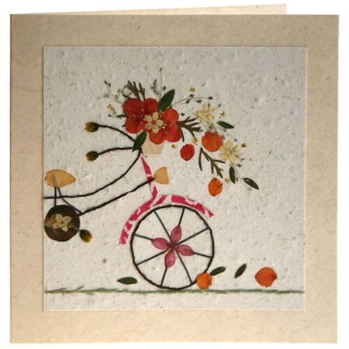 Handmade greetings card, bicycle with flowers (SAL1911)