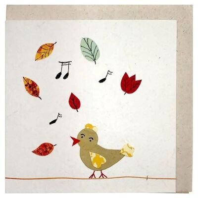 Handmade card, bird singing 12x12cm (SAL2070)