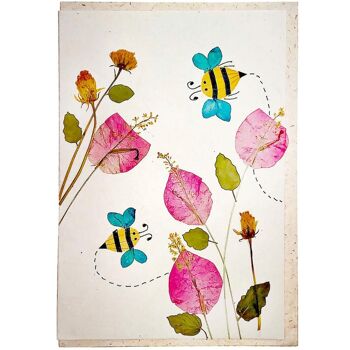 Carte artisanale, abeilles & fleurs 12x17cm (SAL2082) 2