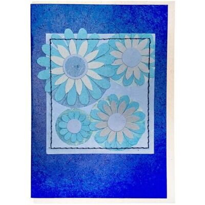 Handmade card, blue flowers blue background 12x17cm (SAL2085)