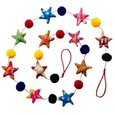 Garland/hanging decoration stars and pompoms (SASH2152)