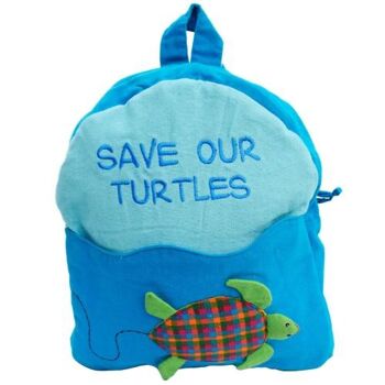 Backback bleu pour enfant, sauvez nos tortues (SEL116) 1