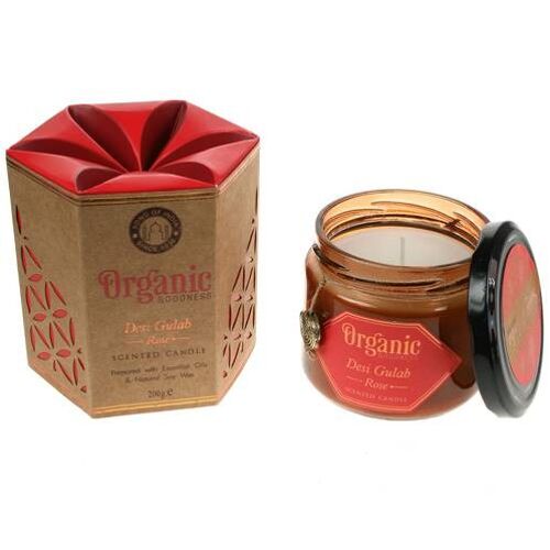 Soy candle Organic Goodness, Desi Gulab Rose, in glass jar (SONG200)