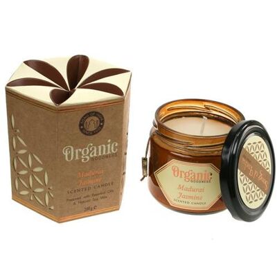 Soy candle Organic Goodness, Madurai Jasmine, in glass jar (SONG201)