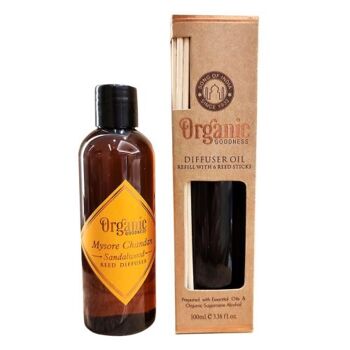 Recharge d'huile pour diffuseur, Organic Goodness, bois de santal Mysore Chandan, 100 ml (SONG261) 1