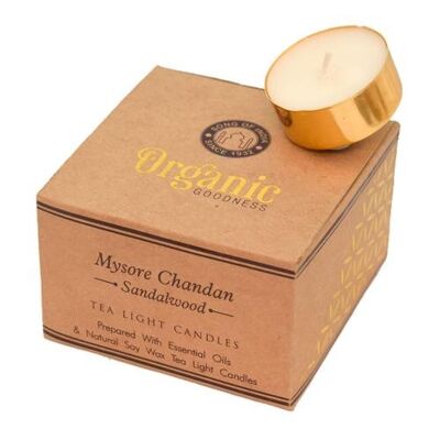12 t-lite scented candles, Organic Goodness, Mysore Chandan Sandalwood (SONG287)