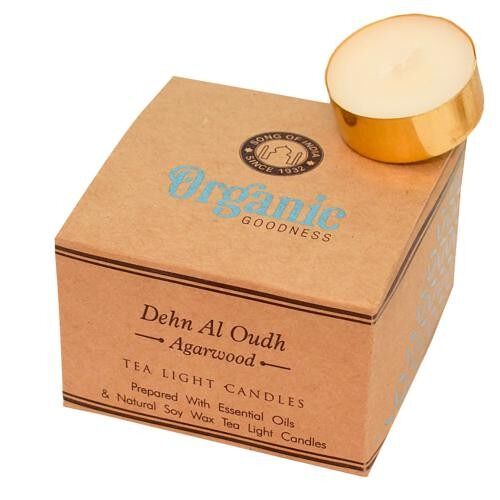 12 t-lite scented candles, Organic Goodness, Dehn Al Oudh Agarwood (SONG290)