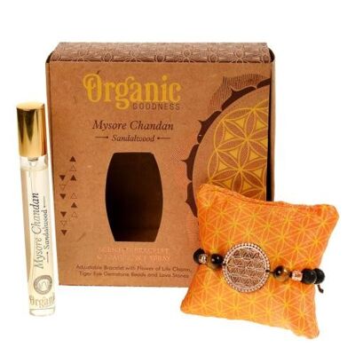 Scented bracelet + spray gift set, Organic Goodness, Mysore Chandan Sandalwood (SONG293)