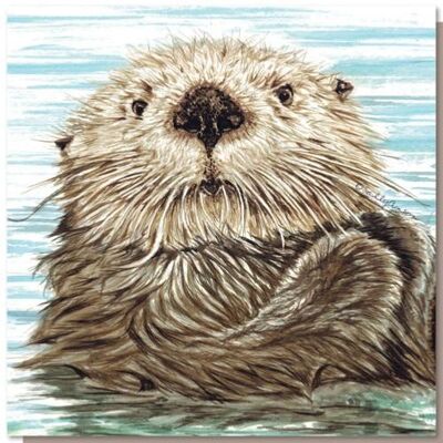 Greetings card, sea otter (SWE039)