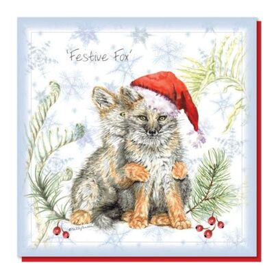 Christmas card, fox (SWECX027)