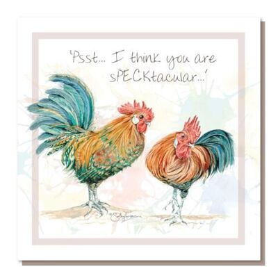 Greetings card, "Psst I think ...", chickens (SWRB006)