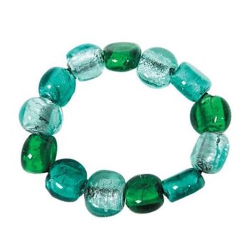 Bracelet perles de verre vert et bleu (TAR1027)