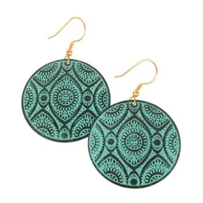 Earrings round metal light turquoise (TAR14047)