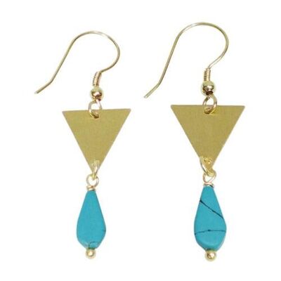 Earrings triangle with turquoise bead (TAR15727)