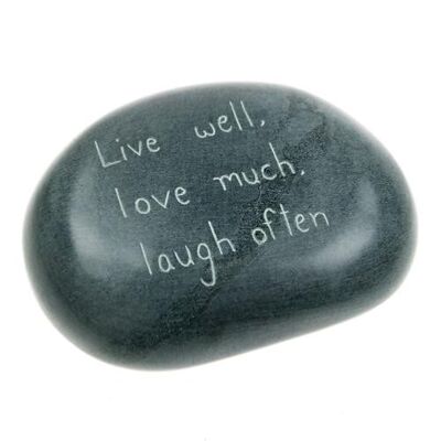 Paperweight, palewa stone, Live well, love much... (TAR16715)