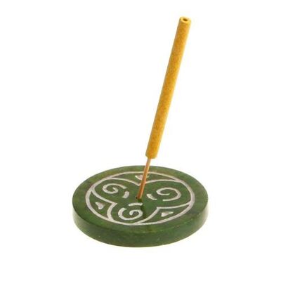 Incense holder, soapstone, Celtic green (TAR18701)